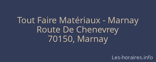 Tout Faire Matériaux - Marnay