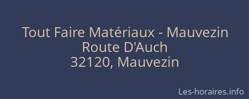 Tout Faire Matériaux - Mauvezin