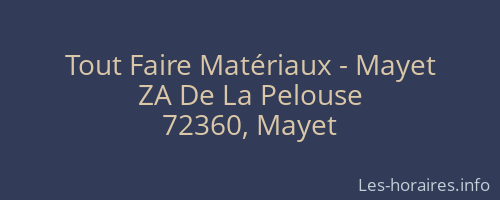 Tout Faire Matériaux - Mayet