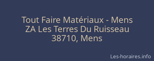 Tout Faire Matériaux - Mens