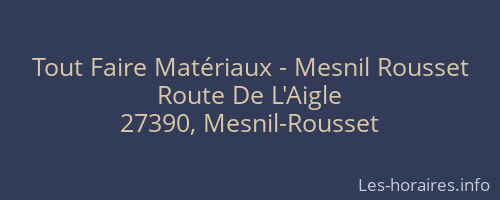 Tout Faire Matériaux - Mesnil Rousset