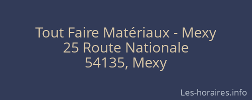 Tout Faire Matériaux - Mexy