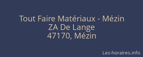 Tout Faire Matériaux - Mézin