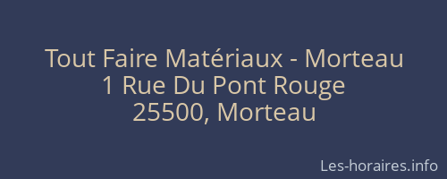 Tout Faire Matériaux - Morteau