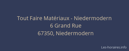 Tout Faire Matériaux - Niedermodern
