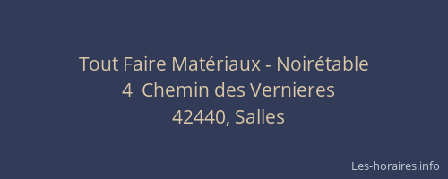 Tout Faire Matériaux - Noirétable