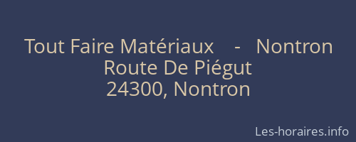 Tout Faire Matériaux    -   Nontron