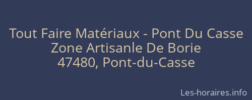 Tout Faire Matériaux - Pont Du Casse