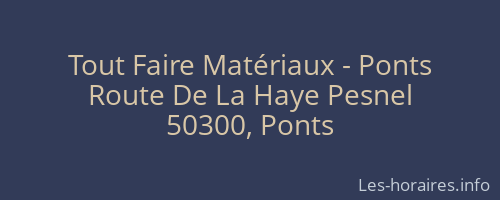 Tout Faire Matériaux - Ponts