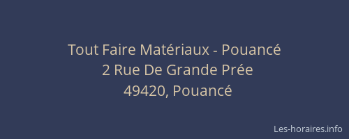 Tout Faire Matériaux - Pouancé