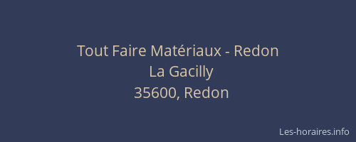 Tout Faire Matériaux - Redon