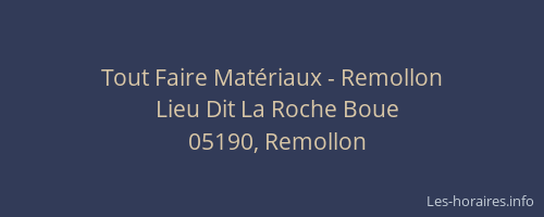 Tout Faire Matériaux - Remollon