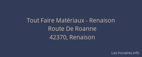 Tout Faire Matériaux - Renaison