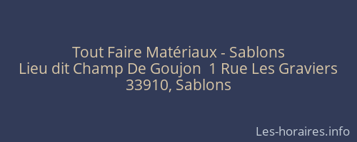 Tout Faire Matériaux - Sablons