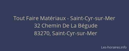 Tout Faire Matériaux - Saint-Cyr-sur-Mer