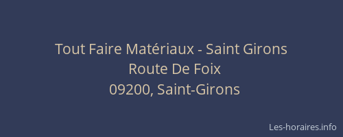 Tout Faire Matériaux - Saint Girons