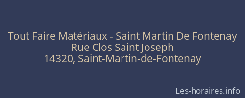 Tout Faire Matériaux - Saint Martin De Fontenay