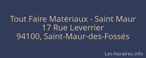 Tout Faire Matériaux - Saint Maur