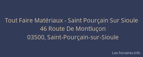 Tout Faire Matériaux - Saint Pourçain Sur Sioule