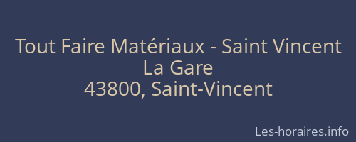 Tout Faire Matériaux - Saint Vincent