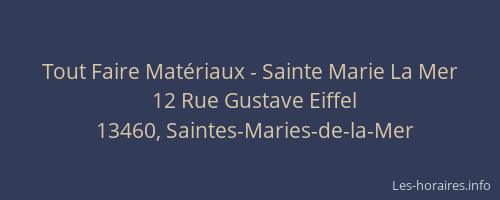 Tout Faire Matériaux - Sainte Marie La Mer