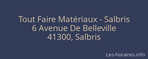 Tout Faire Matériaux - Salbris