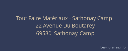 Tout Faire Matériaux - Sathonay Camp
