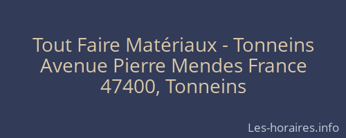 Tout Faire Matériaux - Tonneins