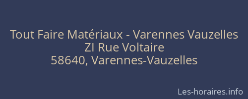 Tout Faire Matériaux - Varennes Vauzelles
