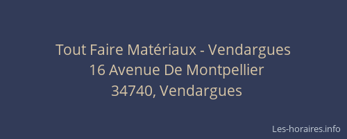 Tout Faire Matériaux - Vendargues