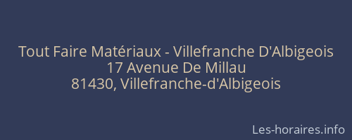Tout Faire Matériaux - Villefranche D'Albigeois
