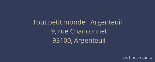 Tout petit monde - Argenteuil