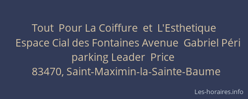 Tout  Pour La Coiffure  et  L'Esthetique