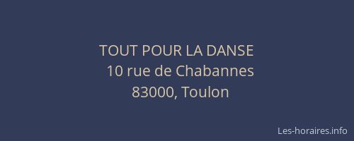 TOUT POUR LA DANSE