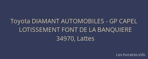 Toyota DIAMANT AUTOMOBILES - GP CAPEL