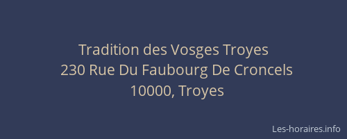 Tradition des Vosges Troyes