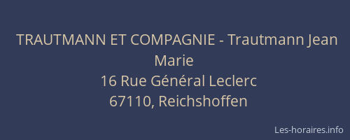 TRAUTMANN ET COMPAGNIE - Trautmann Jean Marie