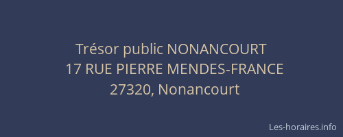 Tr&eacute;sor public NONANCOURT