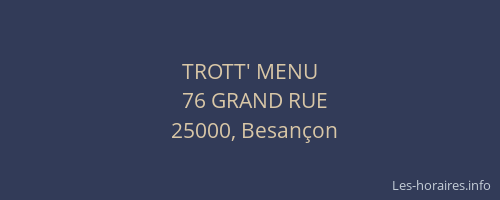 TROTT' MENU