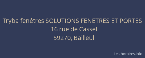 Tryba fenêtres SOLUTIONS FENETRES ET PORTES