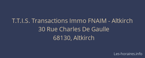 T.T.I.S. Transactions Immo FNAIM - Altkirch