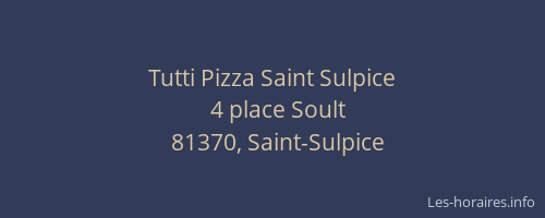 Tutti Pizza Saint Sulpice