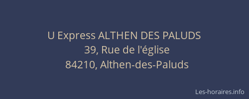 U Express ALTHEN DES PALUDS