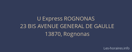 U Express ROGNONAS