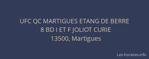 UFC QC MARTIGUES ETANG DE BERRE