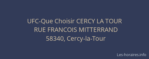UFC-Que Choisir CERCY LA TOUR