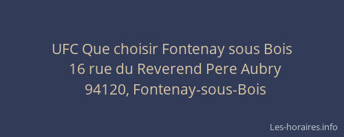 UFC Que choisir Fontenay sous Bois