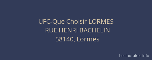 UFC-Que Choisir LORMES