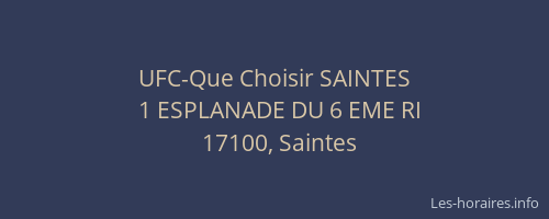 UFC-Que Choisir SAINTES