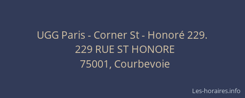 UGG Paris - Corner St - Honoré 229.
